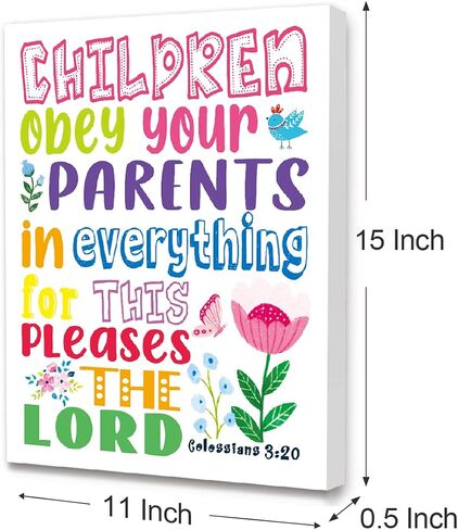لوحة فنية ملونة من القماش بطبعة كلمة "Jesus Loves The Little Children" لديكور المنزل المسيحي وغرفة النوم وغرفة الاطفال والفصول الدراسية والحضانة والكنيسة، هدايا مسيحية للاطفال، 14 × 11 انش in Kuwait