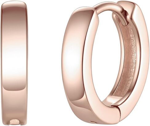 ChicSilver 925 Sterling Silver Cubic Zirconia Small Huggie Hoop Earrings for Women, Diameter 10MM, Silver/Gold/Rose Gold in Saudi Arabia