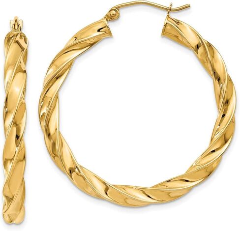 4mm Polished Twisted Hoop Earrings in Real 14k Gold in Saudi Arabia