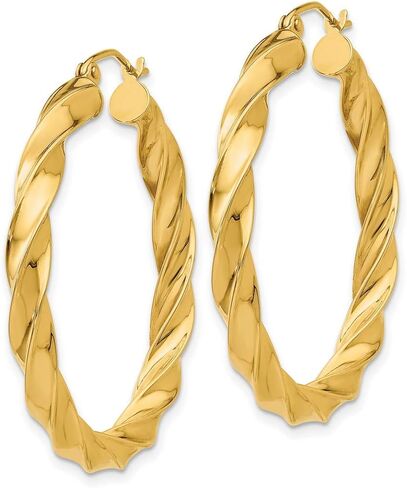 4mm Polished Twisted Hoop Earrings in Real 14k Gold in Saudi Arabia