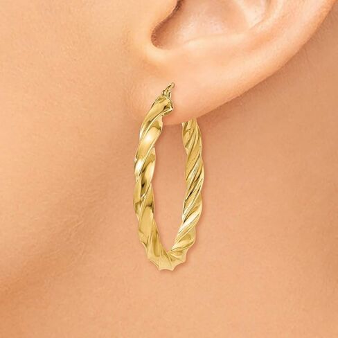 4mm Polished Twisted Hoop Earrings in Real 14k Gold in Saudi Arabia