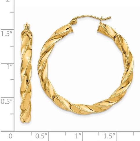 4mm Polished Twisted Hoop Earrings in Real 14k Gold in Saudi Arabia