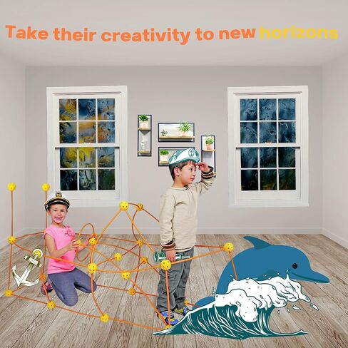 – Fort Building Kit for Kids – Indoor Creative STEM Building Construction Toy – Durable and Portable kit to Encourage Team Building Skills and Creative Thinking– 69 Pieces in Saudi Arabia