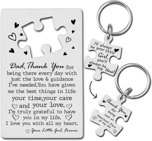 YODOCAMP to My Husband Wallet Card Valentines Anniversary Love Note Metal Wallet Insert Gift for Him Boyfriend, Sentimental Long Distance Puzzle Piece Keychain Engraved Set PTK04 in Saudi Arabia
