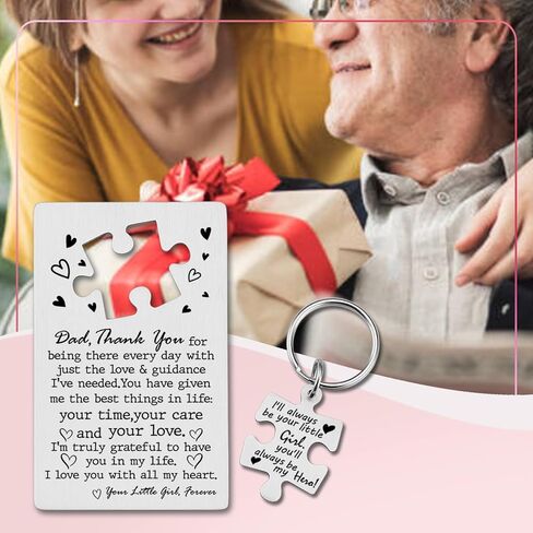YODOCAMP to My Husband Wallet Card Valentines Anniversary Love Note Metal Wallet Insert Gift for Him Boyfriend, Sentimental Long Distance Puzzle Piece Keychain Engraved Set PTK04 in Saudi Arabia