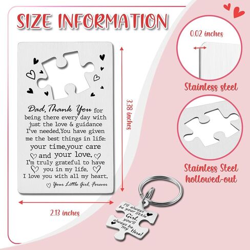 YODOCAMP to My Husband Wallet Card Valentines Anniversary Love Note Metal Wallet Insert Gift for Him Boyfriend, Sentimental Long Distance Puzzle Piece Keychain Engraved Set PTK04 in Saudi Arabia