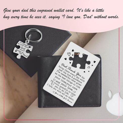 YODOCAMP to My Husband Wallet Card Valentines Anniversary Love Note Metal Wallet Insert Gift for Him Boyfriend, Sentimental Long Distance Puzzle Piece Keychain Engraved Set PTK04 in Saudi Arabia