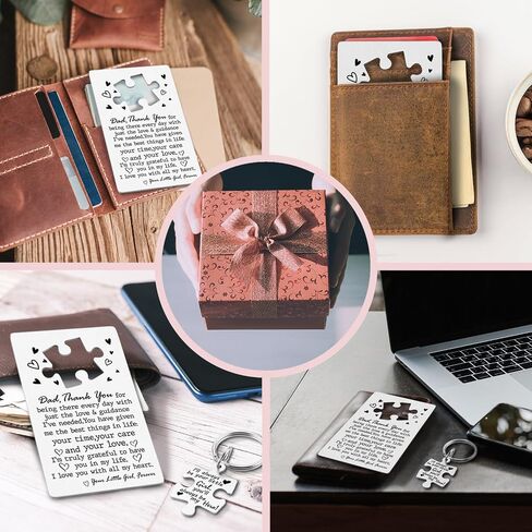 YODOCAMP to My Husband Wallet Card Valentines Anniversary Love Note Metal Wallet Insert Gift for Him Boyfriend, Sentimental Long Distance Puzzle Piece Keychain Engraved Set PTK04 in Saudi Arabia