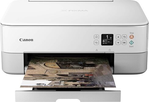 طابعة Canon PIXMA TS5320 الكل في واحد لاسلكية، ماسح ضوئي، ناسخة مع AirPrint، أبيض، تعمل مع Alexa in Kuwait