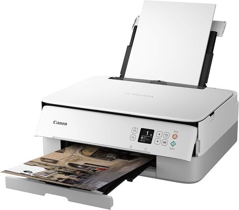 طابعة Canon PIXMA TS5320 الكل في واحد لاسلكية، ماسح ضوئي، ناسخة مع AirPrint، أبيض، تعمل مع Alexa in Kuwait