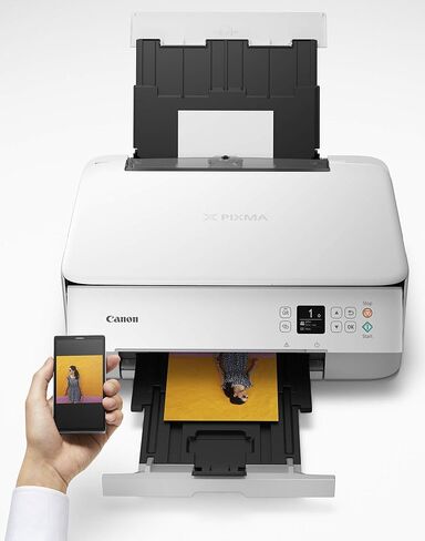 طابعة Canon PIXMA TS5320 الكل في واحد لاسلكية، ماسح ضوئي، ناسخة مع AirPrint، أبيض، تعمل مع Alexa in Kuwait