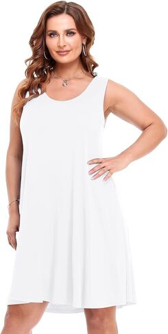 BELAROI Women Plus Size Sundress Summer Casual Sleeveless Tshirt Dress Paisley Print Scoop Neck Swing Tank Dresses with Pockets Beach Swimsuit Cover up(1X,Flower55) in Saudi Arabia