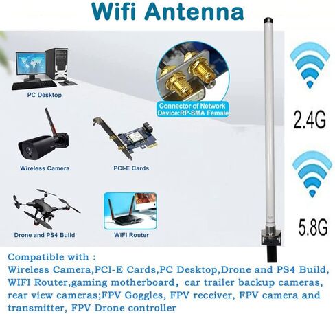 Long Range WiFi Antennas Outdoor Full Kit 2.4GHz 5GHz External Panel Directional WiFi Antenna Extender for WiFi Router/Wireless Camera/WiFi Access Point, 5meter Cable, RP-SMA, SMA, Mounting Pole in Kuwait