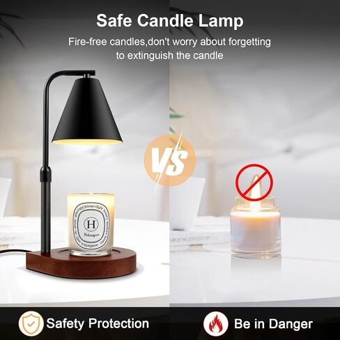 Holampco Candle Warmer Lamp, Adjustable Height Candle Lamp Warmer with Timer, Electric Dimmable Wax Melt Warmer for Jar Candles with 2 Bulbs, Gifts for Mom, Bedroom Home Decor Aesthetic (Black) in Kuwait