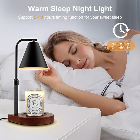 Holampco Candle Warmer Lamp, Adjustable Height Candle Lamp Warmer with Timer, Electric Dimmable Wax Melt Warmer for Jar Candles with 2 Bulbs, Gifts for Mom, Bedroom Home Decor Aesthetic (Black) in Kuwait