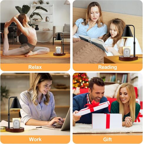 Holampco Candle Warmer Lamp, Adjustable Height Candle Lamp Warmer with Timer, Electric Dimmable Wax Melt Warmer for Jar Candles with 2 Bulbs, Gifts for Mom, Bedroom Home Decor Aesthetic (Black) in Kuwait
