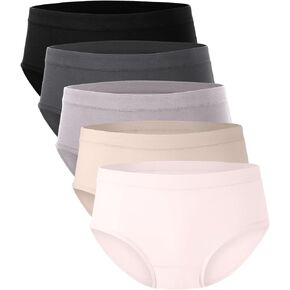 BAMBOO COOL Womens Underwear, Moisture-Wicking Briefs, Soft and Breathable Panties, Mid Waist, 5-Pack