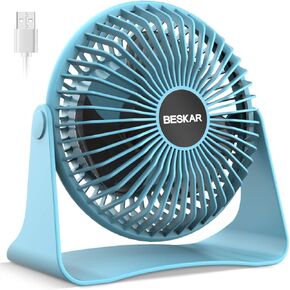 BESKAR Personal USB Desk Fan, CVT Variable Speeds Small Cooling Fan, Strong Wind, Quiet Operation, Adjustable Tilt, Mini Portable Fan for Desktop Office Bed Travel - USB Cord Plug in Powered