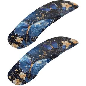 doginthehole 1 Pair Office Chair Armrest Covers, Aesthetic Blue Butterfly Floral Print Elastic Chair Armrest Covers Office Seat Hand Rest Protector for Armchair Gaming Chair, Removable and Washable