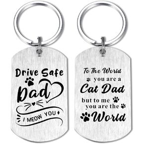 I Meow You Cat Dad Gifts - Best Cat Dad Ever Keychain - Christmas Birthday Key Chains for Catdad Cat Daddy Men