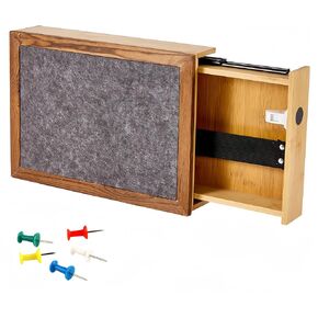DeYoungArbeit Pistols Wall Cabinet with Magnetic Lock, Wall Shelf Gun Safe, Handmade Wooden Box Storage with American Flag Cover (Wood Cover)