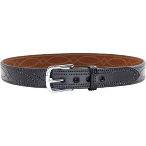 Bianchi B12 Fancy Stitched Belt, 1.5" Width, Finish, Chrome Buckle, Size 38, Black