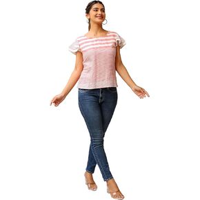 Yash Gallery Valentines Day Women's Tunic Top Stripe Printed Stylish Summer Casual Top for Girls