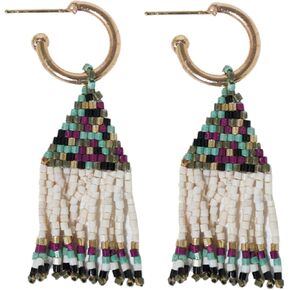 INK+ALLOY أقراط نسائية مطرزة بالخرز وحلقة ذهبية صغيرة 2 في 1، أقراط Leta Luxe الخرز Boho الصغيرة المتدلية، مجوهرات مصنوعة يدويًا للبوهيمي الحديث، طول 5 سم