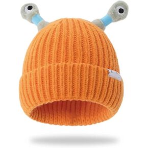 Cute and Funny Knitted Beanie, Cartoon Glowing Little Monster Knit Hat with Eyes, Retractable Tentacles Beanie