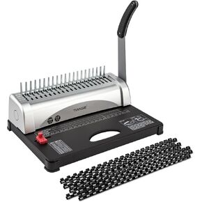 TIANSE Coil Binding Machine, Electric Coil Inserter, Manual Round Hole Punch, 15 Sheets Punch Capacity, Perfect for Letter Size / A4 / A5, Comes with 100pcs 5/16'' Plastic Coil Binding Spines & Plier
