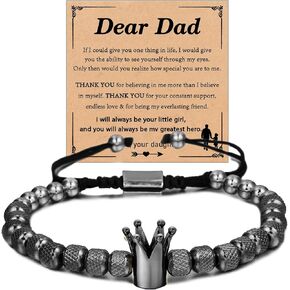 To My Man - Straighten Your Crown Bracelet Gift Set, To My Man Bracelet Adjustable Bead Stainless steel Crown Bracelets Boyfriend Anniversary Birthday Christmas Fathers Gifts for Men in Kuwait