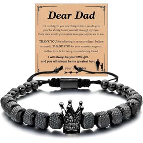 To My Man - Straighten Your Crown Bracelet Gift Set, To My Man Bracelet Adjustable Bead Stainless steel Crown Bracelets Boyfriend Anniversary Birthday Christmas Fathers Gifts for Men in Kuwait