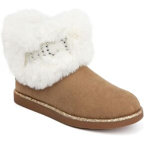 Juicy Couture Women's Slip On Winter Snow Boots Warm & Insulated Fur Lining Comfortable Fashion Booties-Klaire-Black Micro-10