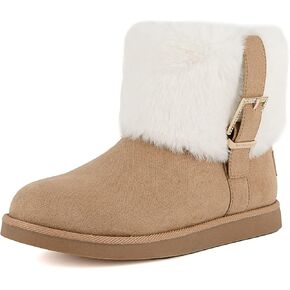 Juicy Couture Women's Slip On Winter Snow Boots Warm & Insulated Fur Lining Comfortable Fashion Booties-Klaire-Black Micro-10
