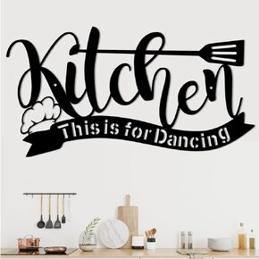 Kitchen Wall Art, Farmhouse Kitchen Decor Wall, Metal Kitchen Sign Wall Decor, 15'' X 9'' Black Kitchen Decor, Personalized Kitchen Sign Wall for Home Dining Room Decor