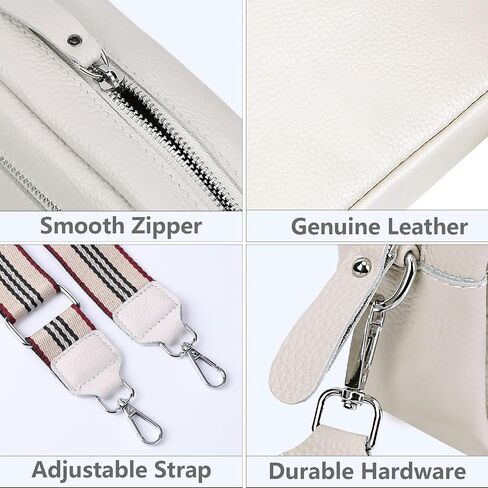 Camera Crossbody Bag for Women Genuine Leather Wide Strap Shoulder Bag Purse Trendy Design Camera Purse Crossbody Top Zip in Kuwait