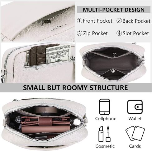 Camera Crossbody Bag for Women Genuine Leather Wide Strap Shoulder Bag Purse Trendy Design Camera Purse Crossbody Top Zip in Kuwait