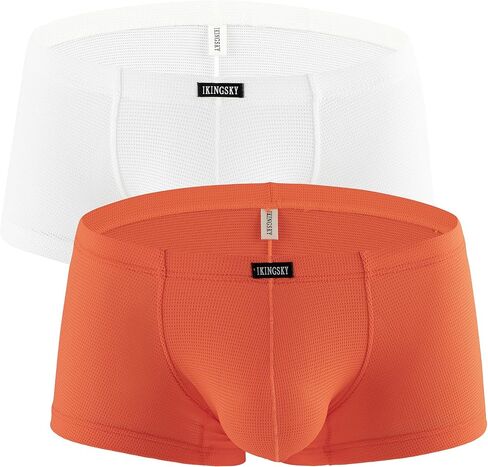 IKINGSKY Men's Breathable Boxer Briefs Sexy See Through Shorts Low Rise Bulge Under Panties in Kuwait