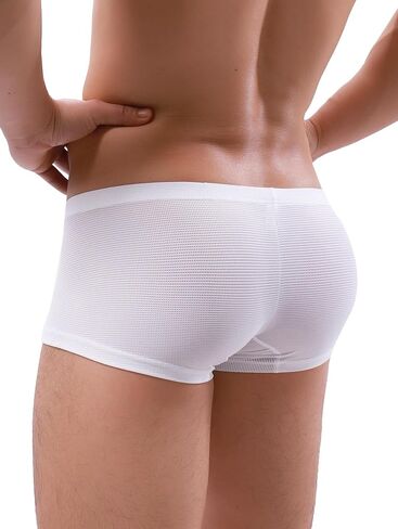 IKINGSKY Men's Breathable Boxer Briefs Sexy See Through Shorts Low Rise Bulge Under Panties in Kuwait