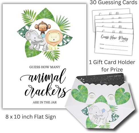 Baby Shower Guess How Many Game Sign, 30 Guess Cards, Diaper Gift Card Holder Prize for Winner (Blue Plaid) in Kuwait