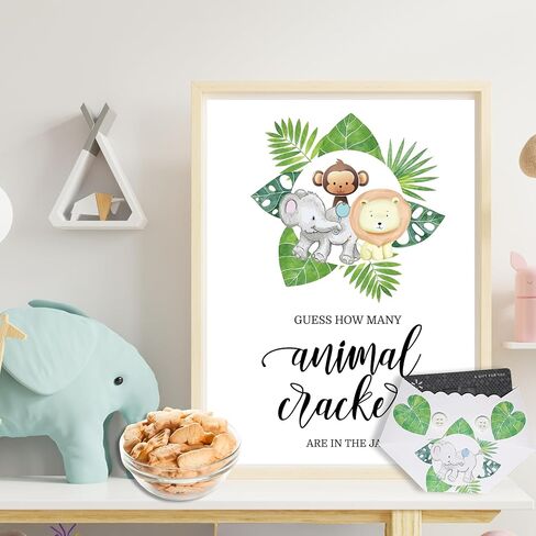 Baby Shower Guess How Many Game Sign, 30 Guess Cards, Diaper Gift Card Holder Prize for Winner (Blue Plaid) in Kuwait