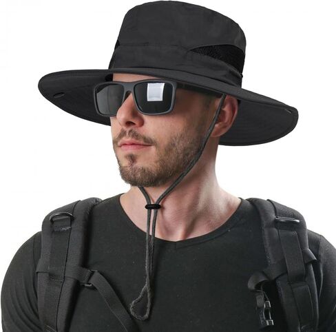 Outdoor Mesh Sun Hat Wide Brim UV Sun Protection Boonie Hat Fishing Hiking Hat in Kuwait