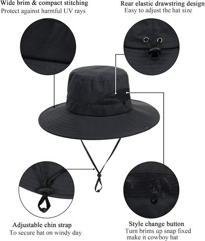 Outdoor Mesh Sun Hat Wide Brim UV Sun Protection Boonie Hat Fishing Hiking Hat in Kuwait