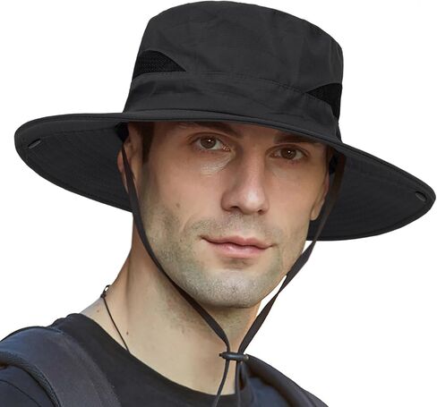 Outdoor Mesh Sun Hat Wide Brim UV Sun Protection Boonie Hat Fishing Hiking Hat in Kuwait