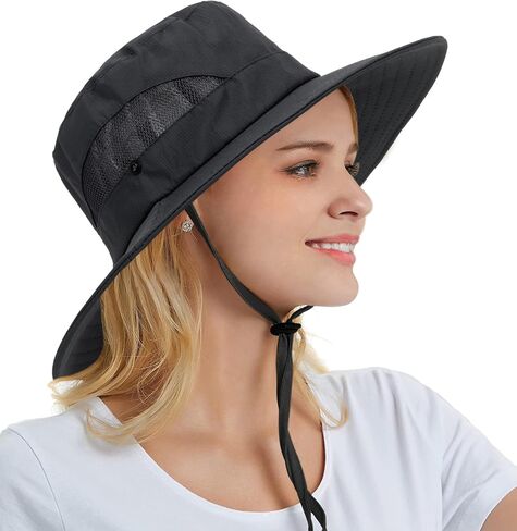 Outdoor Mesh Sun Hat Wide Brim UV Sun Protection Boonie Hat Fishing Hiking Hat in Kuwait