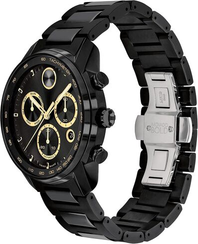 Movado Men's Bold Verso Stainless Steel Case and Bracelet with tachymeter Scale Swiss Quartz Watch, Silver (Model: 3600865) in Saudi Arabia