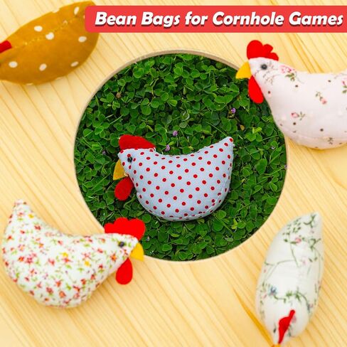 8PCS Chicken Bean Bags Toss for Kids, Nylon Cornhole Bean Bags for Tossing with 1 Carry Bag, Hen Bean Bags for Cornhole Toss Game Set, Party Favor, Carnival Game, Outdoor Toys Supplies in Saudi Arabia