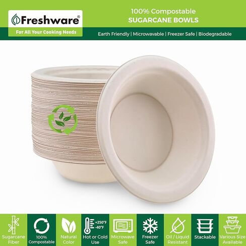 حاويات فريشوير صدفية، 8 × 8 بوصة، 3 أقسام، 50 عبوة، طبيعية in Kuwait