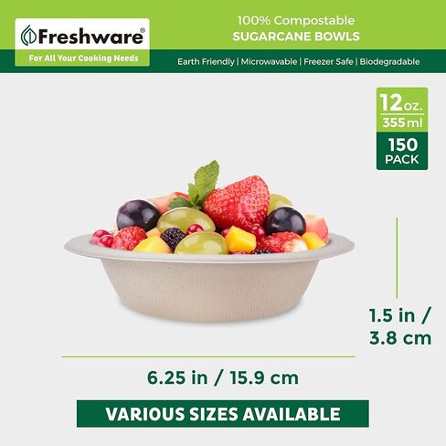 حاويات فريشوير صدفية، 8 × 8 بوصة، 3 أقسام، 50 عبوة، طبيعية in Kuwait