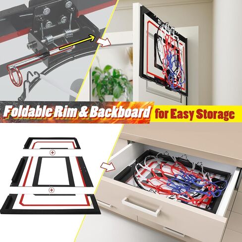 Basketball Hoop Indoor, 24’’x16’’ Foldable Basketball Hoop for Kids Adults, Portable Basketball Wall Mount Hoops & Goals, Over The Door Toddler Basketball Hoop for Outdoor Indoor, Mini Basketball Hoop in Saudi Arabia